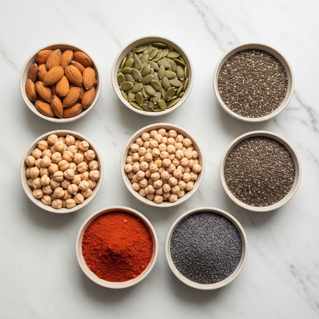 Erilaisia ruoka-aineita ja raaka-aineita